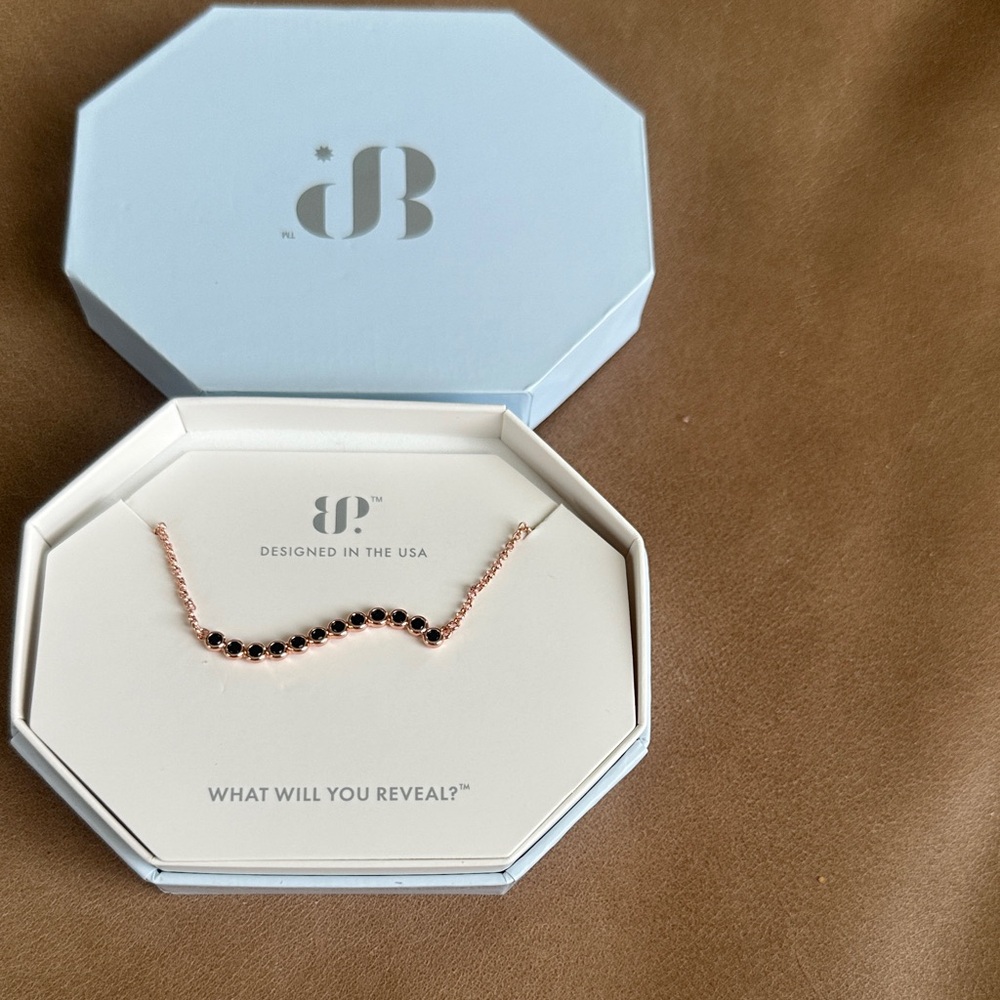 Rose Gold necklace with Black onyx cubic zirconia Such A Look